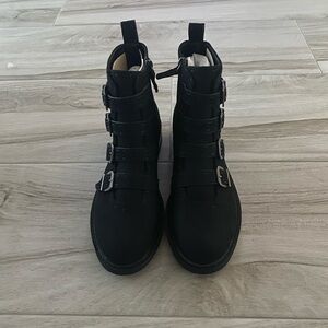 Aerosoles Black Suede Buckle Boots